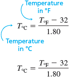 Temperature in degrees Celsius equals temperature in degrees Fahrenheit minus 32 over 1.80. Temperature in degrees Celsius equals temperature in degrees Fahrenheit minus 32 over 180.