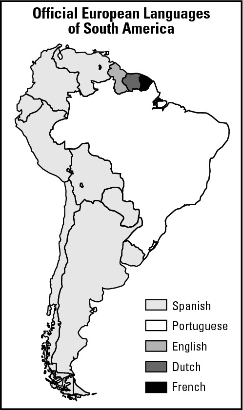 Figure 5-6: This map uses nominal area symbols to identify languages of South American countries.