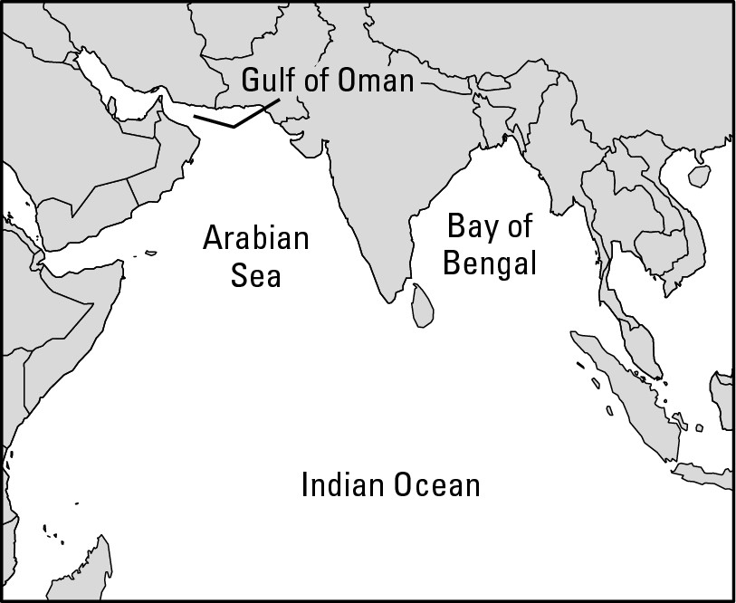 Figure 8-2: The Indian Ocean and parts thereof.