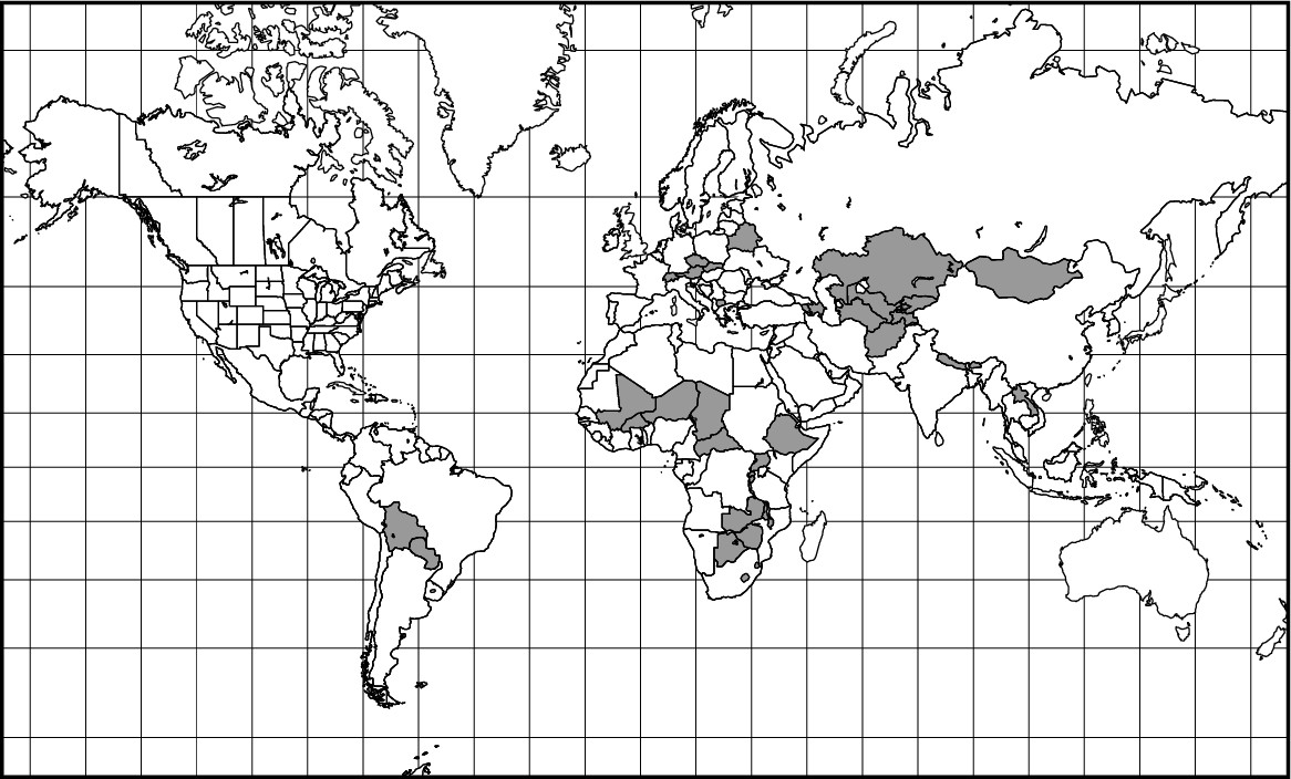 Figure 14-6: The world’s land-locked states.