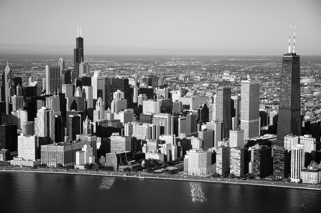 Figure 17-4: Tall buildings express the rent gradient that peaks in downtown Chicago.