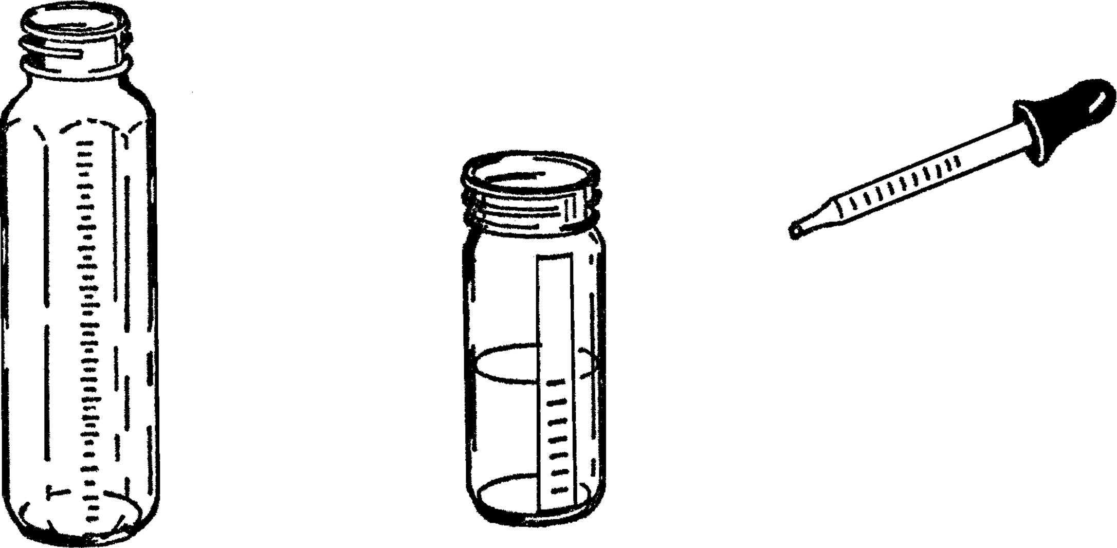 Graduated cylinder and flask.
