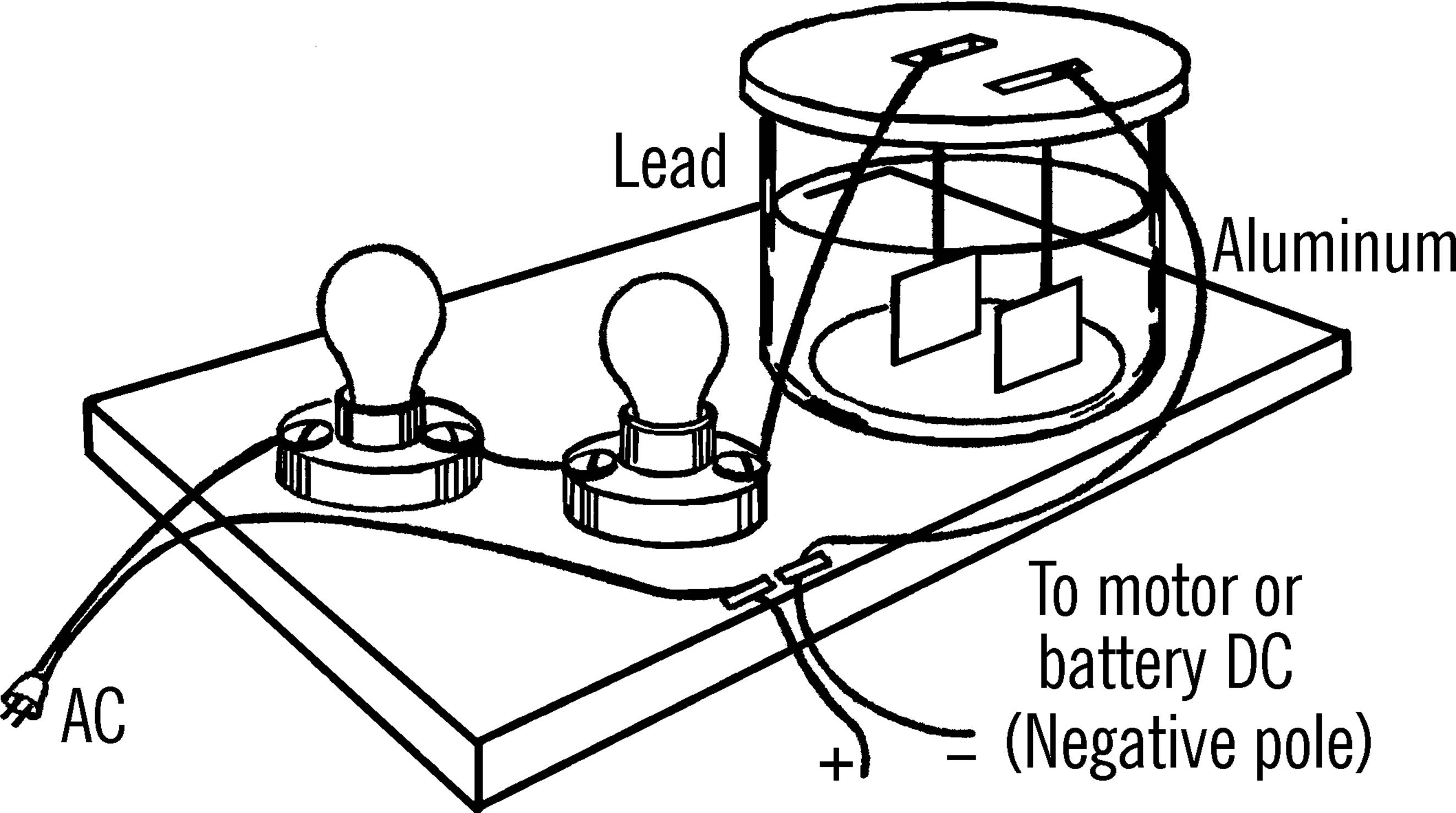 Lamp bank rectifier and battery charger.