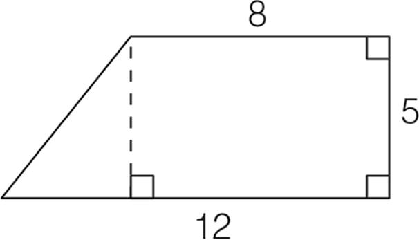 A trapezoid with a height equal to 5 and parallel sides equal to 8 and 12.
